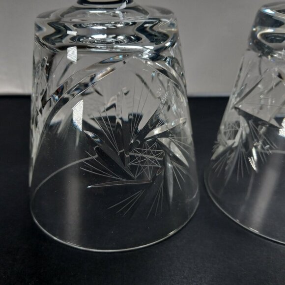 Vintage Pinwheel Cut Crystal Red Wine Goblets Bohemian Style a Pair (2) - Picture 6 of 6